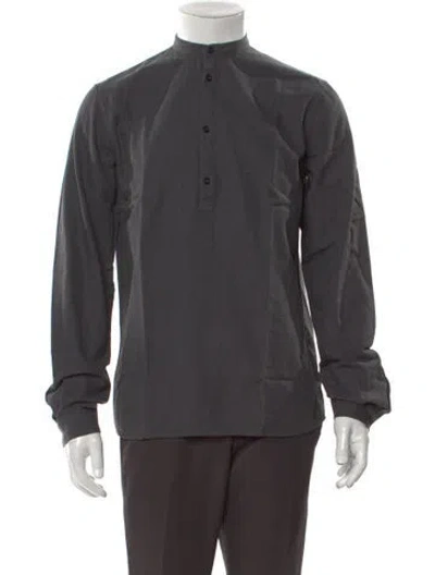 Pre-owned Altea Mock Neck Long Sleeve Henley W/ Tags In Gray