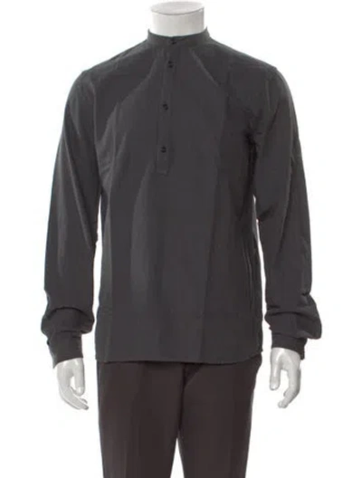 Pre-owned Altea Mock Neck Long Sleeve Henley W/ Tags In Gray