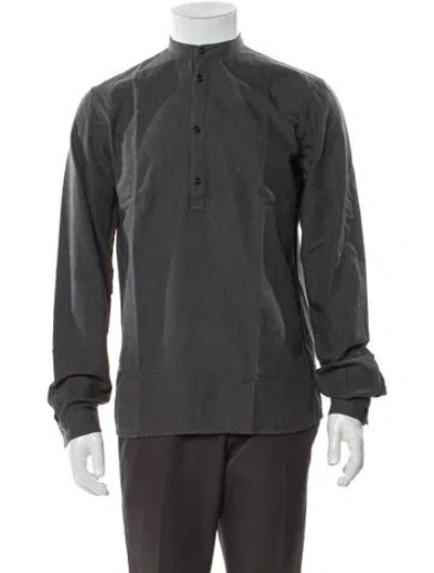 Pre-owned Altea Mock Neck Long Sleeve Henley W/ Tags In Gray