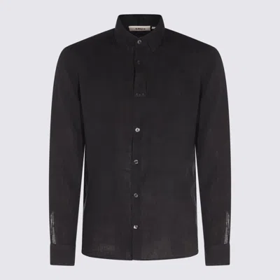 Altea Navy Blue Linen Shirt In Animal Print