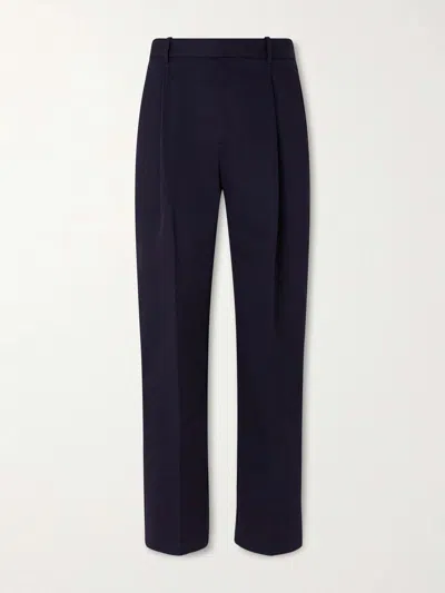Altea Orval Cotton And Linen-blend Gabardine Trousers In Black
