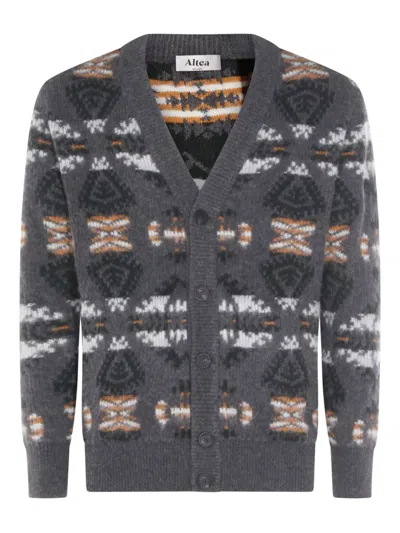 Altea Patterned Button Cardigan In Gray