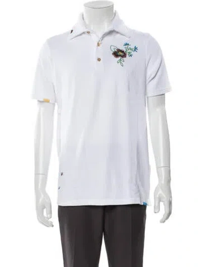 Pre-owned Altea Patterned Collar Polo Shirt In White
