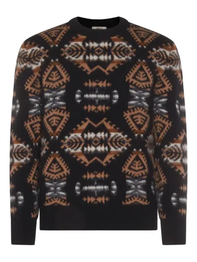 Altea Patterned Crew-neck Sweater In Black