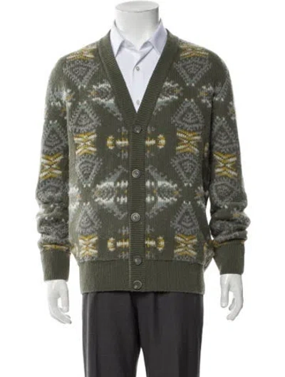 Pre-owned Altea Patterned V-neck Cardigan W/ Tags In Green