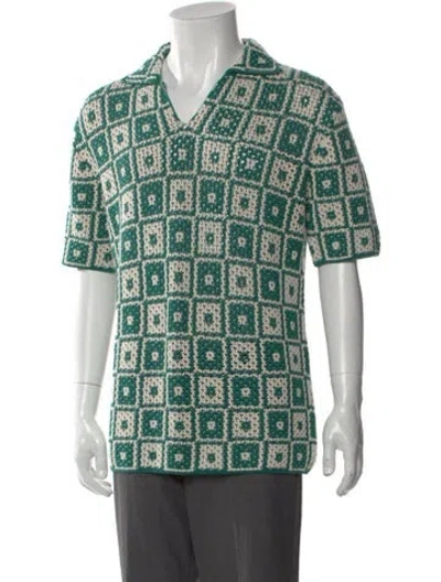 Pre-owned Altea Patterned V-neck Pullover In Green