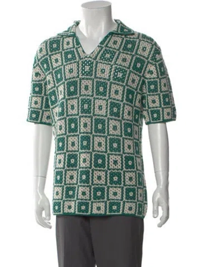 Pre-owned Altea Patterned V-neck Pullover In Green