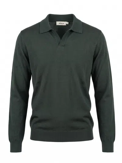 Altea Polo-collar Long-sleeve Sweater In Black