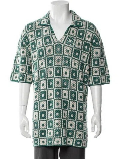 Pre-owned Altea Plaid Print Collar Cardigan In Green