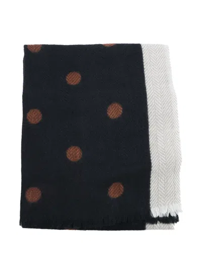 Altea Polka-dot Herringbone Scarf In Black