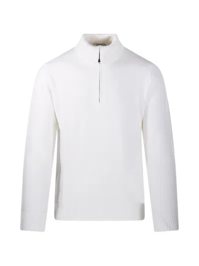 Altea Quarter-zip Knitted Sweater In White