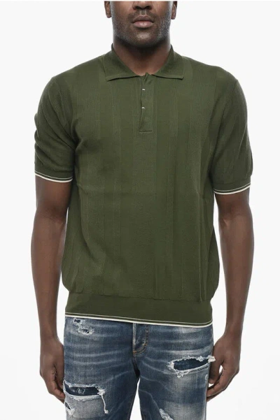 Altea Ribbed Cotton Polo In Green