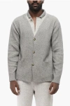 Altea Ribbed Virgin Wool Cardigan In Gray