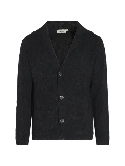 Altea Ribbed-knit Notched-lapel Cardigan In Black