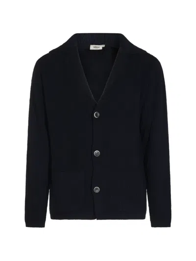 Altea Ribbed-knit Notched-lapels Cardigan In Blue