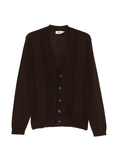 Altea Ribbed-knit V-neck Cardigan In Brown