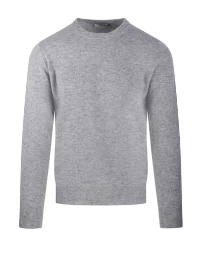 Altea Round Neck Cashmere Sweater With Ribbed Hem In Gray