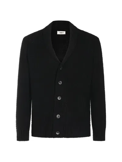 Altea Shawl-collar Chevron-knit Cardigan In Black