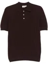Altea Textured Ribbed Short Sleeve Polo In Brown