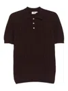 Altea Textured Ribbed Short Sleeve Polo In Brown