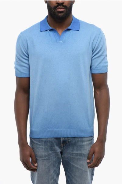 Altea Short Sleeved Cotton Polo In Blue