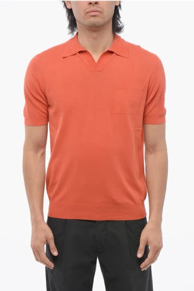 Altea Short Sleeved Polo With Breast Pocket In Red