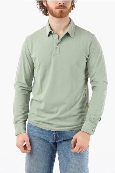 Altea Solid Color Cotton Borg Polo Shirt In Green
