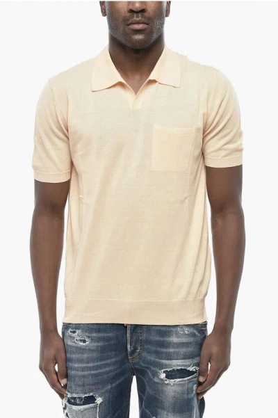 Altea Solid-color Polo With Open Collar And Chest Pocket In Neutral
