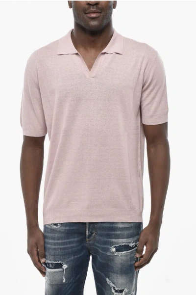 Altea Solid-colour Polo With Open Collar In Pink