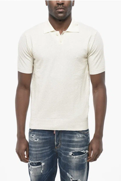 Altea Solid Cotton Terry Polo In White