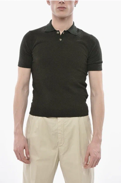 Altea Solid Cotton Terry Polo In Black