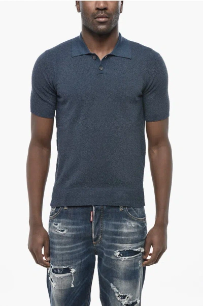 Altea Solid Cotton Terry Polo In Blue