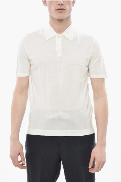 Altea Solid Cotton Three-button Polo In White