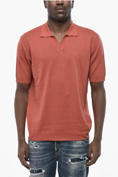 Altea Solid Open-collar Polo In Orange