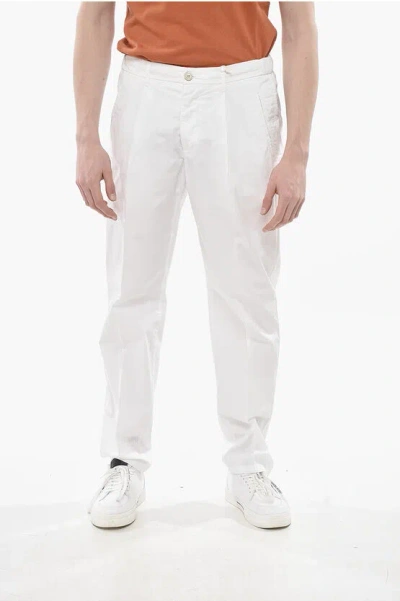 Altea Stretch Cotton Trousers Bowery With One Pleat In White