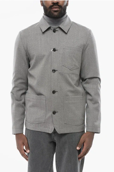 ALTEA STRETCH WOOL PABLO OVERSHIRT WITH PATCH POCKETS