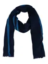 Altea Striped Linen Scarf In Blue