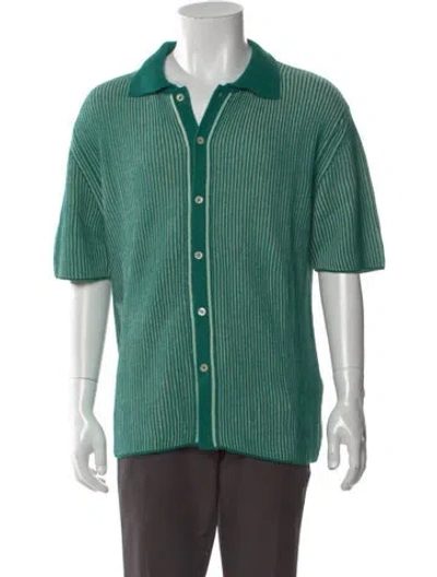 Pre-owned Altea Striped Short Sleeve Shirt In Green