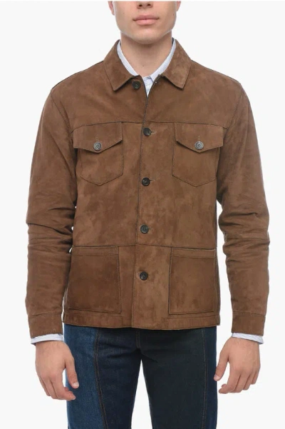 Altea Suede Derby Jacket With Knitted Lining In Brown