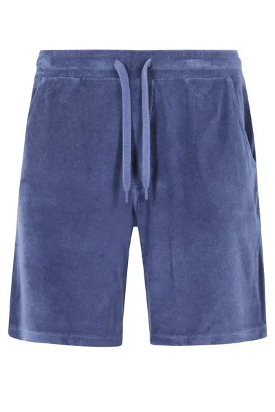 Altea Terry Cloth Effect Shorts With Elastic Waistband In Blue