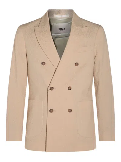 Altea Textured Double-breasted Blazer In Beige