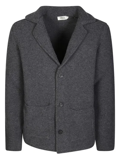 Altea Textured Knit Jacket With Classic Collar In Gray