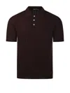 Altea Textured Ribbed Short Sleeve Polo In Brown