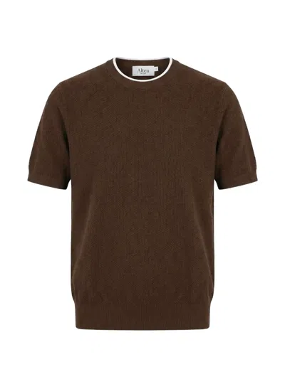 Altea Textured Ringer T-shirt In Brown
