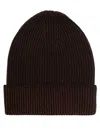 Altea Turn-up Ribbed-knit Beanie In Brown