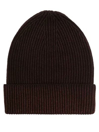 Altea Turn-up Ribbed-knit Beanie In Brown