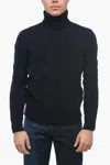Altea Turtleneck Aran Virgin Wool Sweater In Blue
