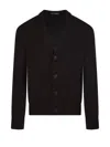 Altea V-neck Button-down Cardigan In Soft Virgin Wool In Brown