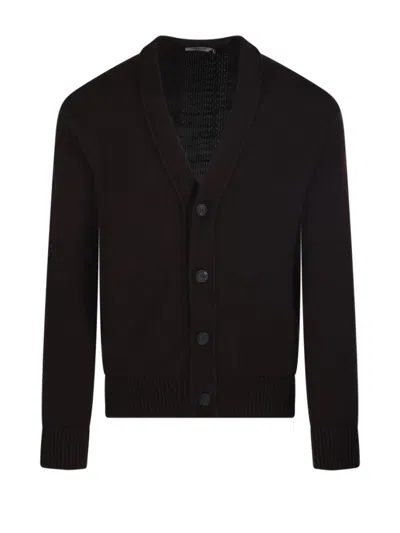Altea V-neck Button-down Cardigan In Soft Virgin Wool In Brown
