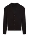 Altea V-neck Button-down Cardigan In Soft Virgin Wool In Brown